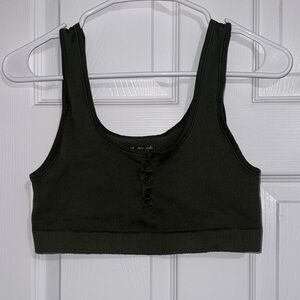 Urban Outfitters Blackish Green Ribbed Bra Top